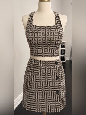 Argyle two piece crop top and skirt set